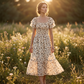 💃Rochie midi cu gât pătrat, smocuri și imprimeu floral pentru femei
