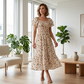 💃Rochie midi cu gât pătrat, smocuri și imprimeu floral pentru femei