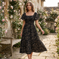 💃Rochie midi cu gât pătrat, smocuri și imprimeu floral pentru femei