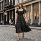 💃Rochie midi cu gât pătrat, smocuri și imprimeu floral pentru femei