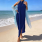 👗Rochie cu gât tip halter și croială asimetrică – Lejeră, largă, tiv modern