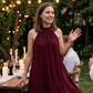 👗Rochie cu gât tip halter și croială asimetrică – Lejeră, largă, tiv modern
