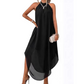👗Rochie cu gât tip halter și croială asimetrică – Lejeră, largă, tiv modern