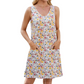 Rochie casual fără mâneci, cu bretele subțiri și imprimeu, pentru femei