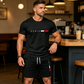 👕 30% REDUCERE ACUM! ⏰ Set pentru bărbați din 2 piese cu imprimeu – Moale și respirabil – Croială lejeră, perfect pentru relaxare vara sau zile casual – Top și pantaloni scurți asortați 🩳