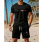 👕 30% REDUCERE ACUM! ⏰ Set pentru bărbați din 2 piese cu imprimeu – Moale și respirabil – Croială lejeră, perfect pentru relaxare vara sau zile casual – Top și pantaloni scurți asortați 🩳