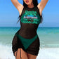🔥 Set de bikini din 3 piese cu rochie de plajă grafică(bikini + fustă-jachetă din dantelă)😍💓