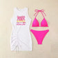 🔥 Set de bikini din 3 piese cu rochie de plajă grafică(bikini + fustă-jachetă din dantelă)😍💓