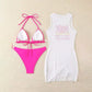 🔥 Set de bikini din 3 piese cu rochie de plajă grafică(bikini + fustă-jachetă din dantelă)😍💓