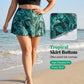 Costum de baie pentru femei cu două piese, imprimeu tropical și fustă