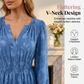 🤩🌠️Rochie pentru femei cu mânecă lungă, decolteu în V, cu imprimeu floral jacquard🌺