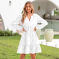 🤩🌠️Rochie pentru femei cu mânecă lungă, decolteu în V, cu imprimeu floral jacquard🌺