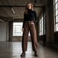 👖✨Pantaloni Largi Femei cu Talie Înalță și Buzunare Mari – Bumbac Spălat Moale, Siluetă Alungită | 3 Culori | S-2XL🌿