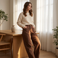 👖✨Pantaloni Largi Femei cu Talie Înalță și Buzunare Mari – Bumbac Spălat Moale, Siluetă Alungită | 3 Culori | S-2XL🌿