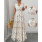👗Rochie maxi pentru femei cu decolteu în V, talie elastică și imprimeu floral🌿