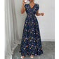 👗Rochie maxi pentru femei cu decolteu în V, talie elastică și imprimeu floral🌿