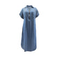 💙 Rochie femei lungă din denim, decolteu V și fermoar