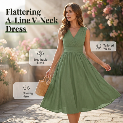 👗Rochie elegantă pentru femei, fără mâneci, cu decolteu în V
