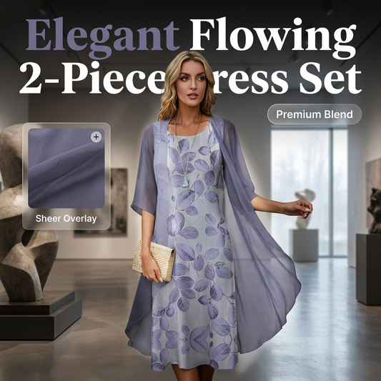 Rochie cu imprimeu și cardigan, set de 2 piese pentru femei