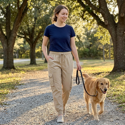 Pantaloni jogger cargo ușori pentru femei, cu buzunare