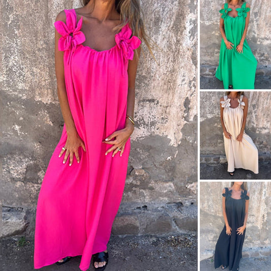 Rochie maxi elegantă cu curea florală pentru femei