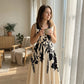 Rochie maxi pentru femei, cu imprimeu floral, decolteu în V și talie răsucită