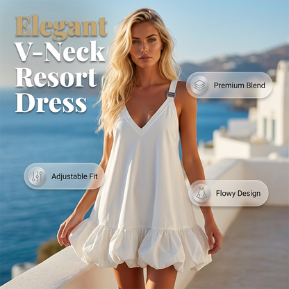 💖 Rochie feminină elegantă cu croi decolteu în V, fustă cu volane fine, model confortabil pentru ieșiri și ocazii mici
