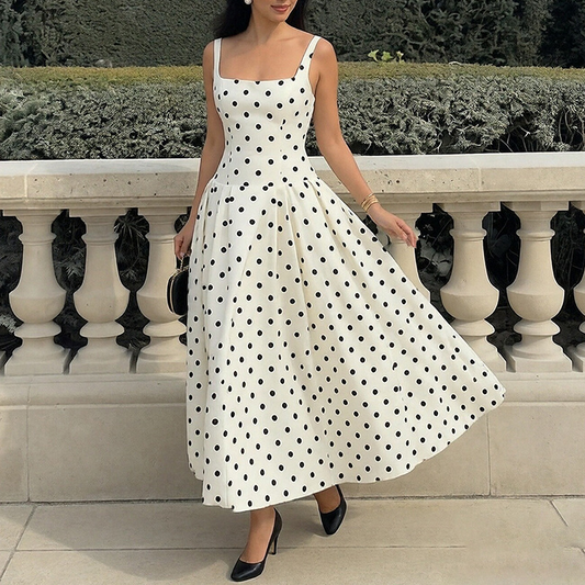 Rochie tip A cu buline vintage pentru femei