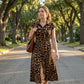 Rochie elegantă pentru femei cu imprimeu leopard și guler răsfrânt