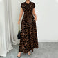 Rochie elegantă pentru femei cu imprimeu leopard și guler răsfrânt