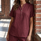 Set de top cu mânecă scurtă și pantaloni scurți pentru femei, casual