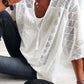 👚 45% REDUCERE ACUM! 🌸 Bluză pentru femei cu guler U și croșetat – Șnur cu ciucuri și mâneci scurte – Chic casual de vară 🌿