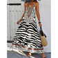 Rochie maxi slip cu imprimeu zebră și leopard