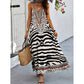 Rochie maxi slip cu imprimeu zebră și leopard
