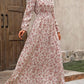 🌸 Rochie feminină maxi pentru vacanță cu imprimeu floral micuț, talie ajustată cu croi elegant, confortabilă pentru plajă și excursii