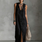 💖 Rochie feminină maxi de vară fără mâneci, model cu glugă și accente din nasturi, croi lejer confortabil pentru purtare zilnică