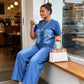 💙Set de 2 piese pentru femei: bluză și pantaloni casual din denim – Un stil estival de zi cu zi, fără efort☀️