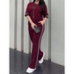 🔥Set de relaxare casual pentru femei, două piese, cu detalii în dungi