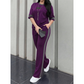 🔥Set de relaxare casual pentru femei, două piese, cu detalii în dungi