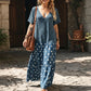 🌸 Rochie feminină maxi stil boem, decolteu V cu imprimeu mixt, confortabilă pentru vacanță