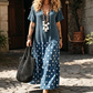 🌸 Rochie feminină maxi stil boem, decolteu V cu imprimeu mixt, confortabilă pentru vacanță