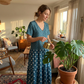 🌸 Rochie feminină maxi stil boem, decolteu V cu imprimeu mixt, confortabilă pentru vacanță
