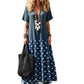 🌸 Rochie feminină maxi stil boem, decolteu V cu imprimeu mixt, confortabilă pentru vacanță