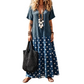 🌸 Rochie feminină maxi stil boem, decolteu V cu imprimeu mixt, confortabilă pentru vacanță