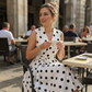 📢📢📢Reducere de 40% !! ⏰🖤 Rochie femei fără mâneci, decolteu V și imprimeu cu buline
