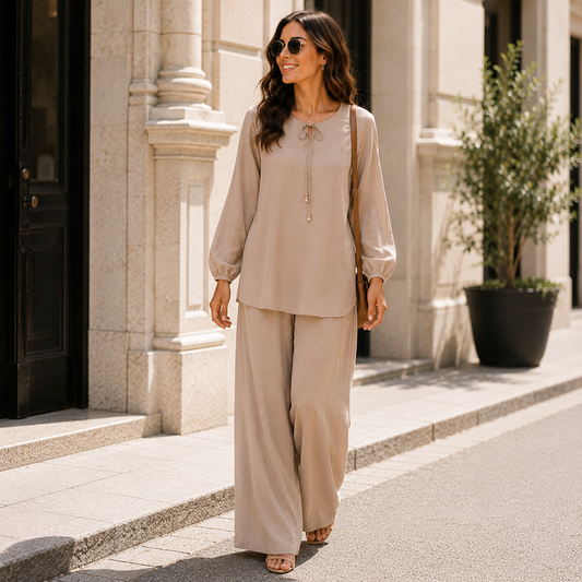 ✨ Set elegant damă 2 piese compus din top și pantaloni confortabil