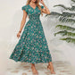 🌸 Rochie femei maxi, decolteu V, imprimeu floral și croială lejeră