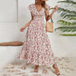 🌸 Rochie femei maxi, decolteu V, imprimeu floral și croială lejeră