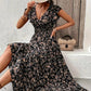🌸 Rochie femei maxi, decolteu V, imprimeu floral și croială lejeră