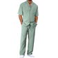 👕 Set casual bărbați 2 piese, cămașă mâneci scurte și pantaloni